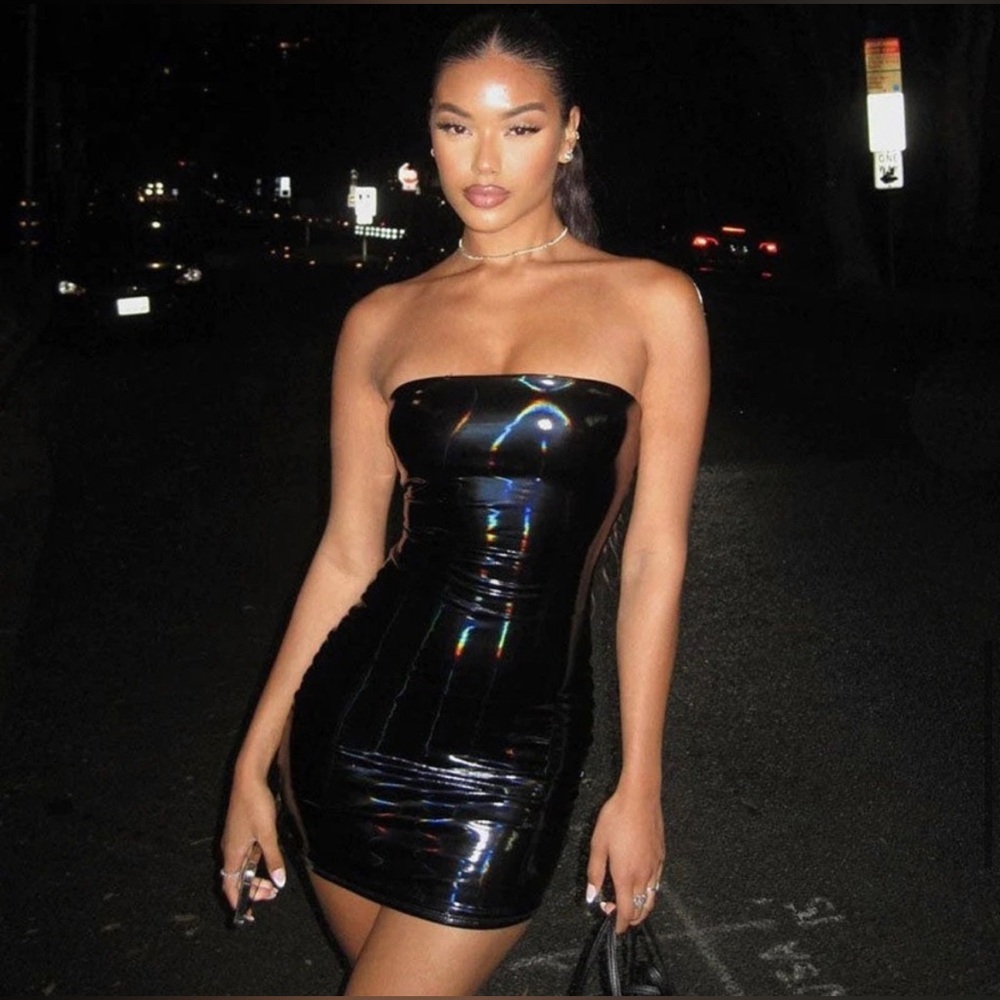Naked Wardrobe Vinyl 90’s Mini Tube Dress